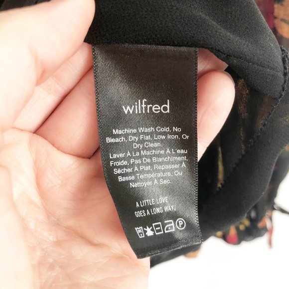 Aritzia Wilfred Talence Silky Chiffon Micro Pleated Floral Peasant Sleeve Blouse - Picture 7 of 11